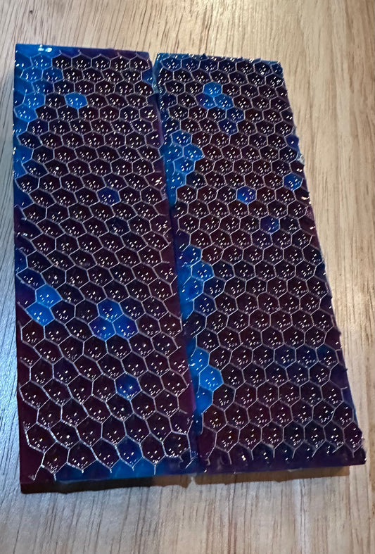 Blue and Raspberry honeycomb Glow scales.